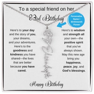 83rd Birthday Gift Birthflower Necklace, Personalized 83rd Birthmonth Flower, 83rd Birhday Gift For Woman, 83rd Birthday Jewelry For Her
