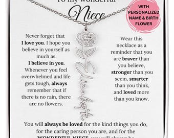 For Niece from Aunt Personalized Gifts, Niece Christmas Gift Ideas, Niece Jewelry From Aunt, Niece Sentimental Gifts, Niece Flower Necklace