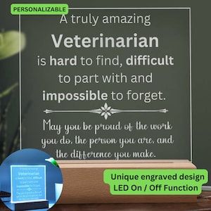 Animal Rescue Thank You Gift, Veterinarian Retirement Gift, Veterinarian Leaving Gift, Veterinarian Christmas Gift, Vet Custom Acrylic Sign