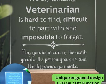 Animal Rescue Thank You Gift, Veterinarian Retirement Gift, Veterinarian Leaving Gift, Veterinarian Christmas Gift, Vet Custom Acrylic Sign