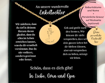 Personalisierte Halskette Geschenk An Enkelin, Geschenk Von Oma Und Opa , Enkelin 18. Geburtstag, Halskette Mit Gravur Enkeltochter