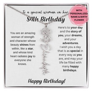 84th Birthday Gift Birthflower Necklace,  Personalized 84th Flower Necklace, Jewelry Birthday 84 Years, Special Jewelry Gift Turning 84