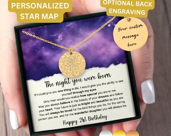 Personalized 21st Birthday Gift For Daughter, Star Map Necklace 21st Birthday, 21st Birthday From Parents To Daughter, Daughter Turning 21