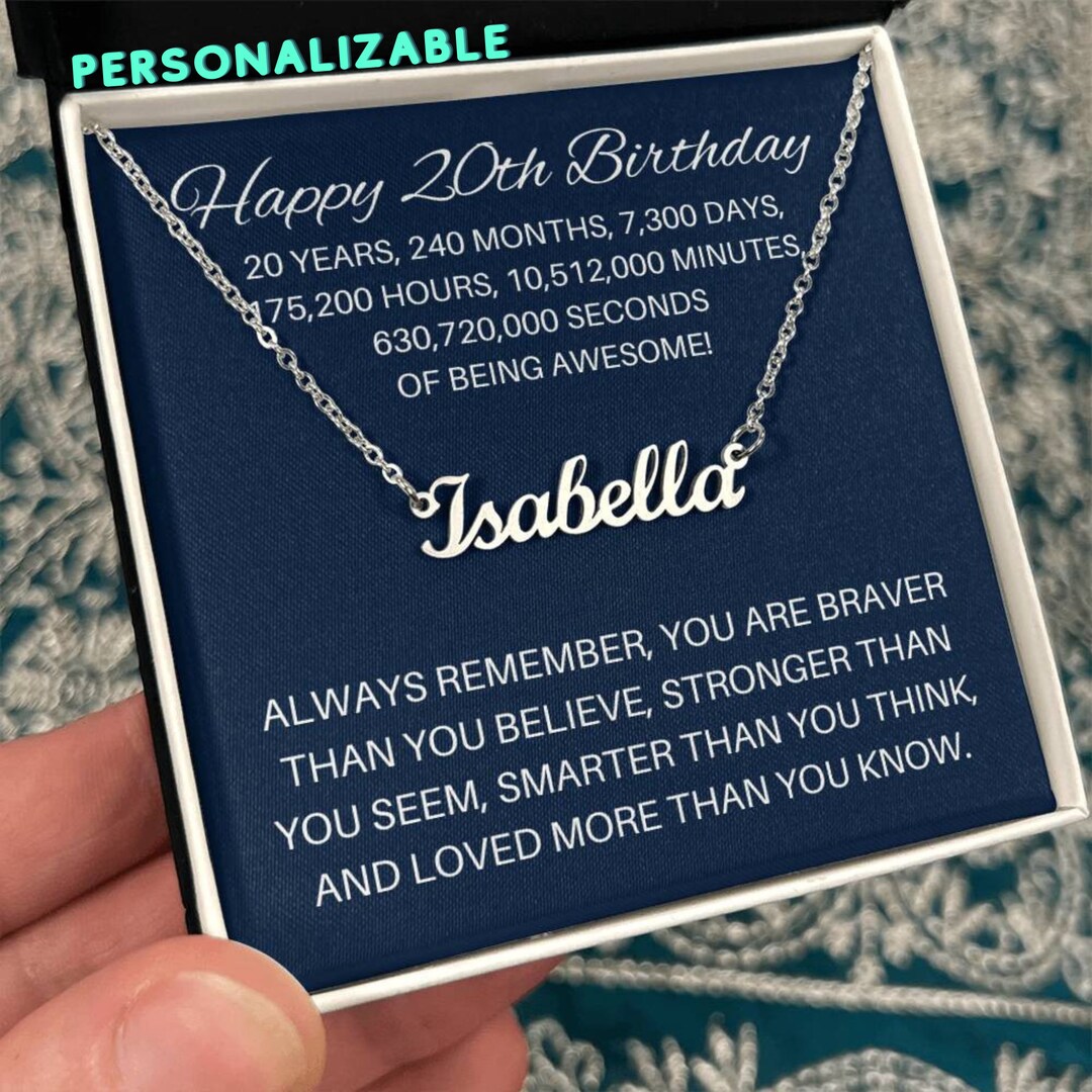 20th Birthday Gift for Her, 20th Custom Name Necklace, 20 Birthday Gift ...