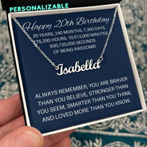 20th Birthday Gift for Her, 20th Custom Name Necklace, 20 Birthday Gift For Her, Personalized 20th Birthday Gift Box, 20th Granddaughter