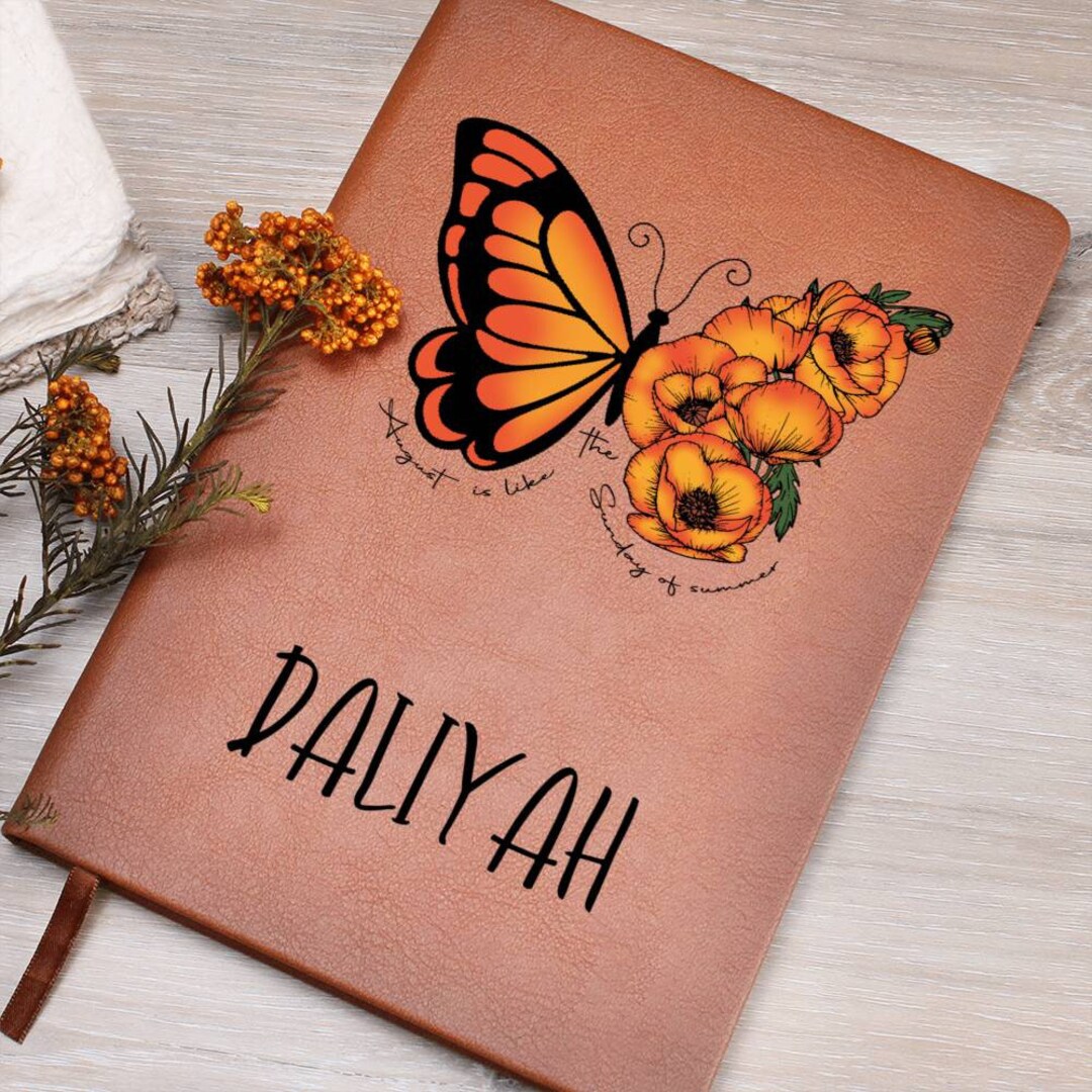 Birth Flower Name Journal August, Personalized Notebook, Birth Month ...