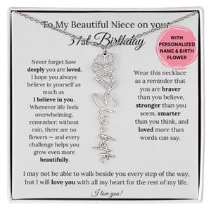 Personalisierte Nichte 31. Geburtstag Geschenk Geburt Blume Halskette, 31. Geburtstag Halskette für Sie, Nichte Geburtstag Schmuck, Geschenk für Nichte von Tante