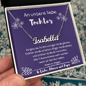 Namenskette Tochter, Personalisierte Kette, An unsere Tochter Schmuck Geschenk Von Eltern, Kette Mit Wunschname, Kette Mit Gravur Tochter