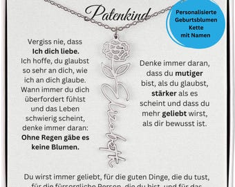 Besonderes Geschenk Patenkind Geburtstag, Weihnachten, Schulabschluss, An Mein Liebes Patenkind, An Mein Patenkind Geburtsblumen Kette