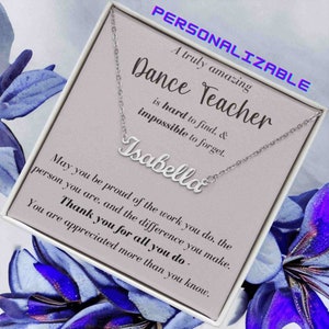 Dance Teacher Personalized Gift, Dance Teacher Custom Name Necklace, Dance Teacher Appreciation Gift, Dance Teacher Christmas Birthday Gift