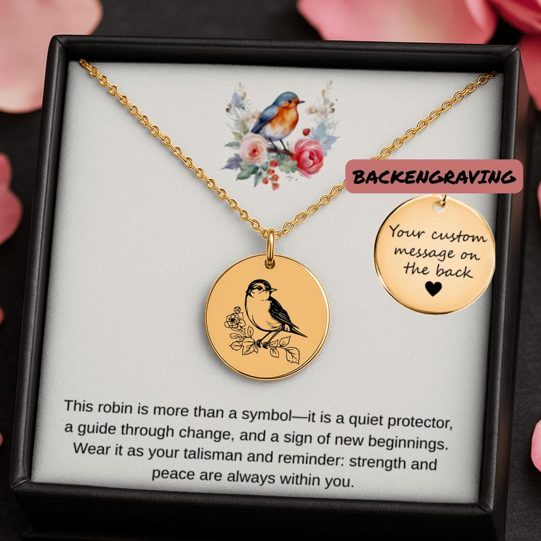 Robin Talisman Necklace, Protective Bird Jewelry With Spiritual