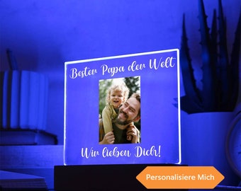 Personalisiertes Foto Bild LED Holz Stand Licht Lampe, Personalisiertes Foto Geschenk Papa, Geschenk Vater, Sohn An Vater, Großvater