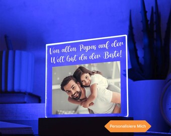 Personalisiertes Foto Bild LED Holz Stand Licht Lampe, Geschenk von Kindern, Geschenke für Vater, Geschenk Vater, Weihnachtsgeschenk Papa