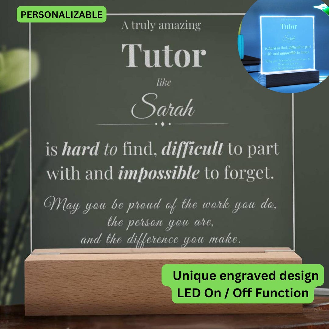Tuter Sign Tutor Appreciation Gift, Custom Name Plaque, Teacher Mentor Thank You ...
