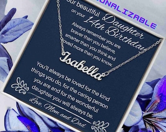 14th Birthday Gift For Girl Personalized Name Necklace, 14th Birthday Gift For Daughter, 14th Birthday Gift For Girl, Fourteenth Birthday