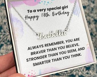 18th Birthday Gift Idea For Her, Personalized 18thBirthday Name Necklace, 18 Birthday Silver Name Necklace For Daughter Niece Granddaughter