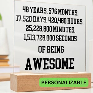 48th Birthday Gift Custom Acrylic Plaque, 48th Birthday Gift For Her, Meaningful Gift for 48th Birthday, Personalized 48th Birthday Gifts