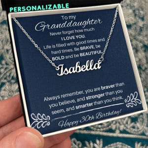 Granddaughter Necklace 30th Birthday, To My Granddaughter On Her 30th Birthday, Name Necklace Girl Turning 30, Granddaughter Necklace Nana