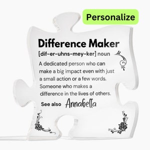 Personalized Difference Maker Plaque, Mentor Appreciation, Coworker Birthday Gift, Personalized Difference Maker Journal, Difference Maker