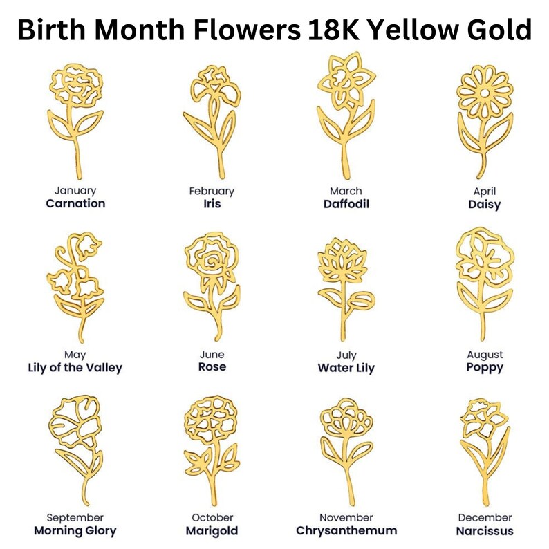 54th Birthday Gift Birthflower Necklace, Personalized 54th Birthmonth