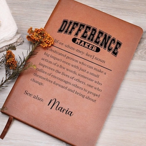Personalized Journal Difference Maker, Leader Custom Gift, Coach Personalized Gift, Leader Appreciation Gift, Difference Maker Definition