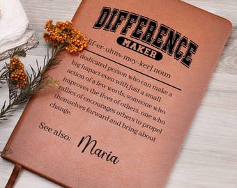 Personalized Journal Difference Maker, Leader Custom Gift, Coach Personalized Gift, Leader Appreciation Gift, Difference Maker Definition