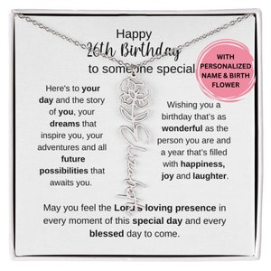 26th Birthday Combined Birth Flower Name Necklace, 26th Birthday Gift For Her, 26th Birthday Daughter, Niece, Granddaughter, Friend Birthday