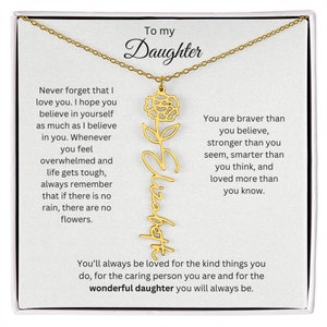 To My Daughter Never Forget That I Love You, Flower Birth Necklace, Dad To Daughter Strength Gift For Daughter, Daughter Sentimental Gift,