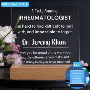 Rheumatologist Gift, Doctor For Rheumatology Appreciation Gift, Rheumatologist Acrylic Plaque Name Sign, Rheumatologist Thank You Gift