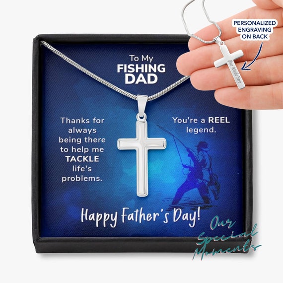 Fathers Day Personalized Fishing Cross 