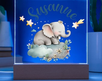 Nachtlicht Personalisiert Mit Namen, Babygeschenk Geburt, LED Licht Kinderzimmer, Nachtlicht Tiere Für Kinder, Junge Geburt Geschenk Baby