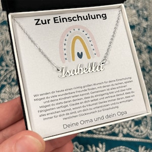 Geschenk Zur Einschulung Mächen Namenskette, Karte Und Kette Zum Schulanfang, Geschenk Enkeltochter Einschulung, Erster Schultag Enkelkind