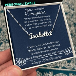 20th Birthday Gift Daughter Name Necklace, Daughter Personalized Name Necklace 20th Birthday, Daughter 20th Birthday Jewelry Gift