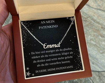 Geschenk An Patenkind Personalisierte Namenskette, Geschenk Konfirmation Patenkind, Patenkind Halskette, Geschenk Von Tante An Patenkind