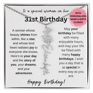 31. Geburtstag Geburtsmonat Blumenhalskette, 31. Geburtstag Name Halskette Geschenk, 31. Geburtstagsgeschenk für sie, Sterling Silber Schmuck Geschenk 31