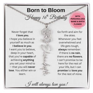 Joyeux 16e anniversaire cadeau naissance fleur collier prénom pour fille nièce petite-fille filleule 16e anniversaire carte