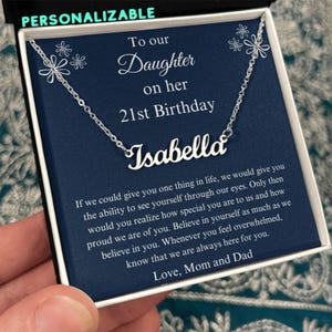 21st Birthday Name Necklace Gift For a Special Daughter, Custom Name Necklace For Daughter 21st Birthday From Mom And Dad