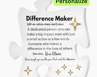 Personalized Difference Maker Plaque, Coworker Birthday Gift, Difference Maker Definition Gift, Personalized Difference Maker Journal