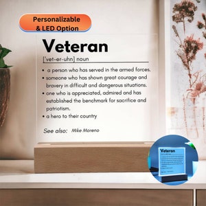 Veteran Gift, Veteran Day Plaques, Armed Forces Veteran, Veteran Definition Print, Thank You Gift, Veteran&#39;s Day Gift, Veteran Quote