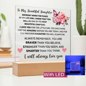 To My Daughter &quot;Lion&quot; Love Mom Acrylic Plaque, Presents for Daughters, Daughter Gift from Mom, Unique Gifts for Daughter from Mom, From Dad