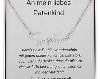 Geschenk Konfirmation Patenkind, Patenbrief Mit Signatur Names Kette Für Mein Patenkind, Kette Patenkind Personalisiertes Geschenk Von Patin