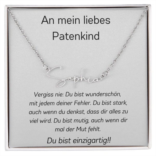 Geschenk Konfirmation Patenkind, Patenbrief Mit Signatur Names Kette Für Mein Patenkind, Kette Patenkind Personalisiertes Geschenk Von Patin