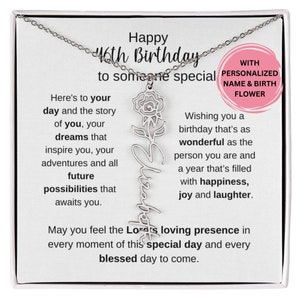 46th Birthday Combined Birth Flower Name Necklace, 46th Birthday Gift For Her, 46th Birthday Daughter, Niece, Granddaughter, Friend Birthday