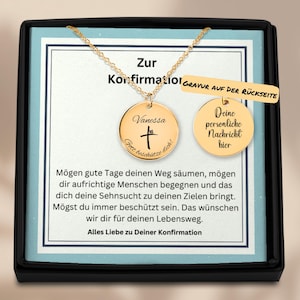 Personalisierte Kette Zur Konfirmation Mädchen, Geschenk Zur Konfirmation Mit Kreuz, Kette Graviert Mit Namen, Kette Mit Kreuz Und Namen