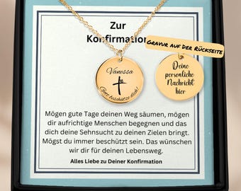 Personaliseerbaar Kette Zur Konfirmation Mädchen, cadeau cadeau met Kreuz, Kette Graviert Mit Namen, Kette Mit Kreuz en Namen