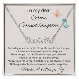 Great Granddaughter  Personalized Custom Name Necklace, Great Granddaughter Keepsake Gifts, Birthday Gift Jewelry For Great Granddaughter
