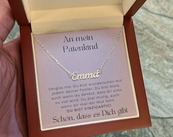 Geschenk An Patenkind Personalisierte Namenskette, Patenkind Kette Mit Namen Zur Einschulung Für Patenkin, Geschenk Konfirmation Patenkind