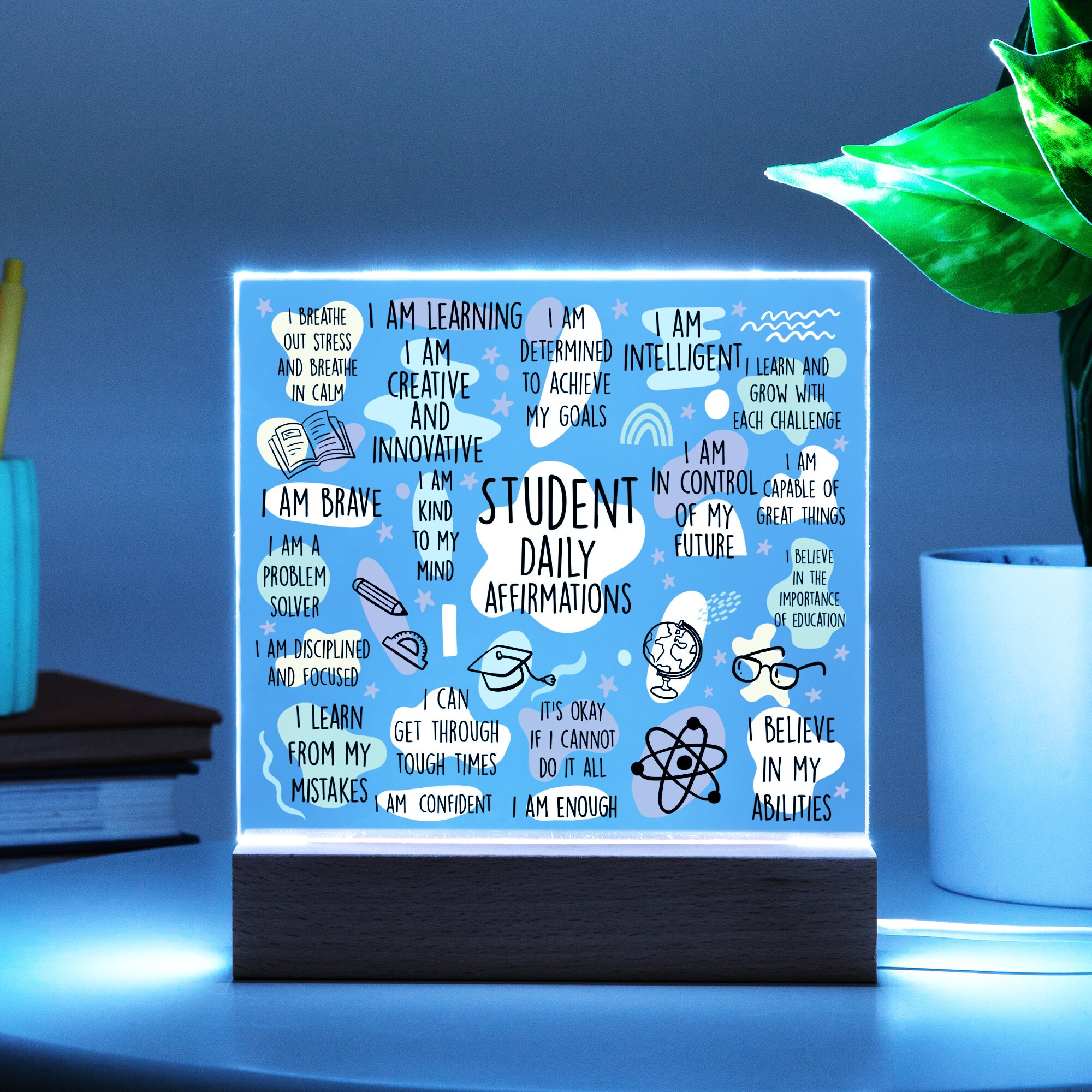 Reminding Student Student Daily Reminder Acrylic Stand With LED, Back to School Gift ...