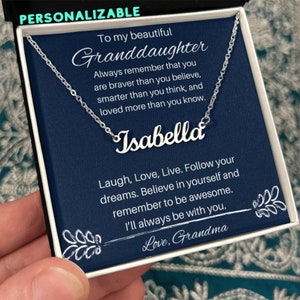To My Granddaughter Personalized Name Necklace, Name Necklace For Granddaughter, Granddaughter Graduation, Keepsake Gift For Granddaughter