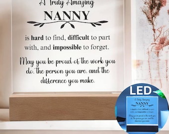 Nanny Gift, Personalized Gift For Babysitter, Nanny Appreciation Gift, Nanny Leaving Gift, Nanny Thank You Gift, Nanny Plaque With LED